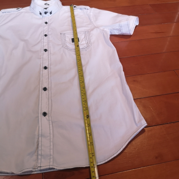 DR&N White Sirt Black Thread, Short Sleeve Button Down Causal Slim Wear Size: XL - Picture 9 of 13